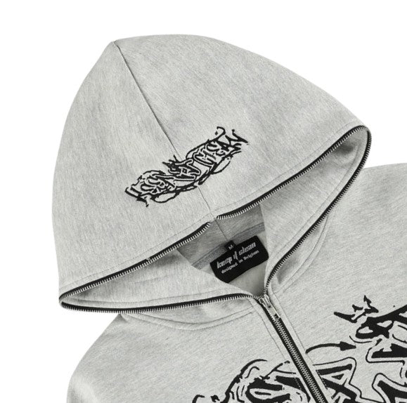 KEEP IT CLEAN "SIXT CIRCLE" FULL ZIP HOOD GREY