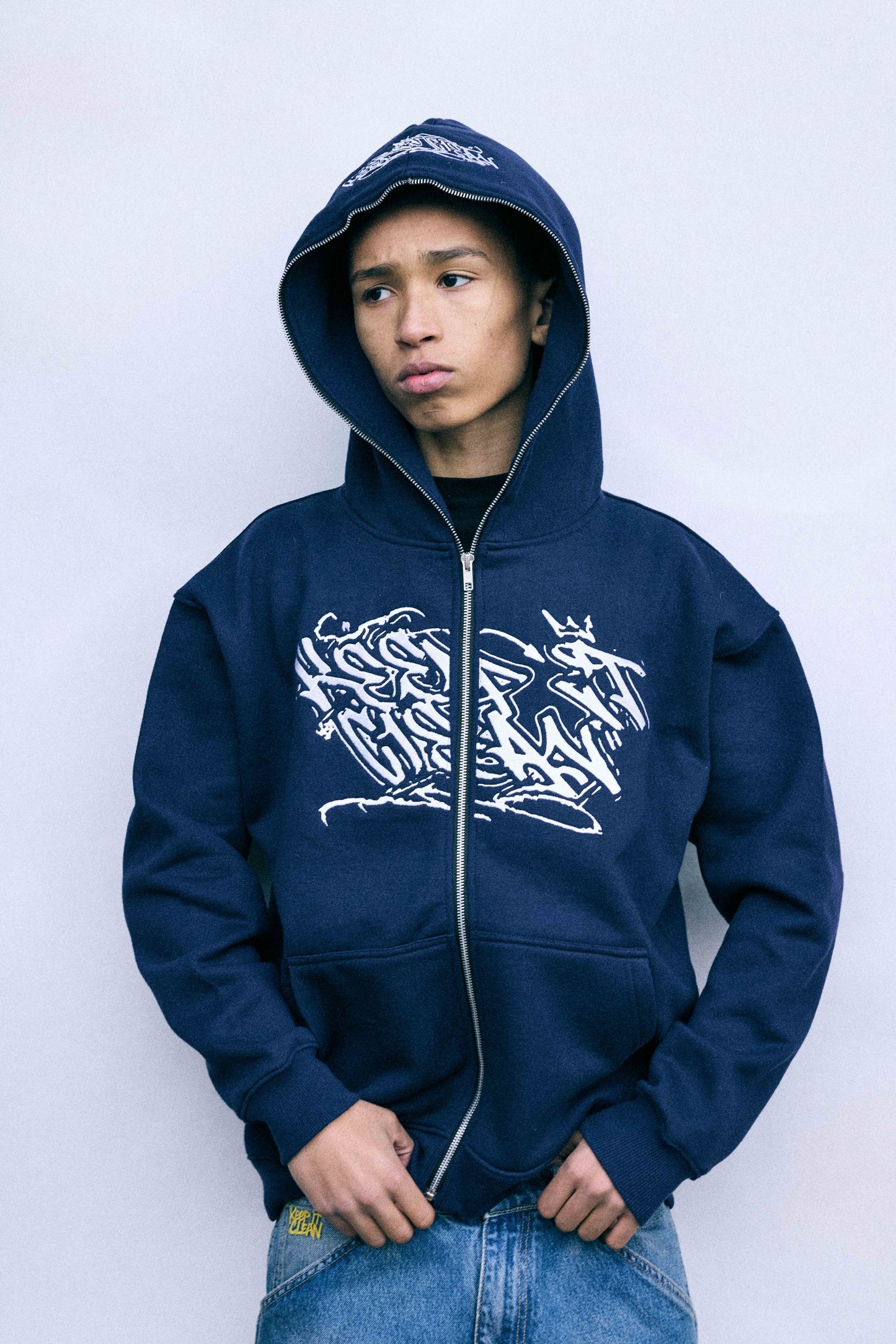 KEEP IT CLEAN "SIXT CIRCLE" FULL ZIP HOOD NAVY