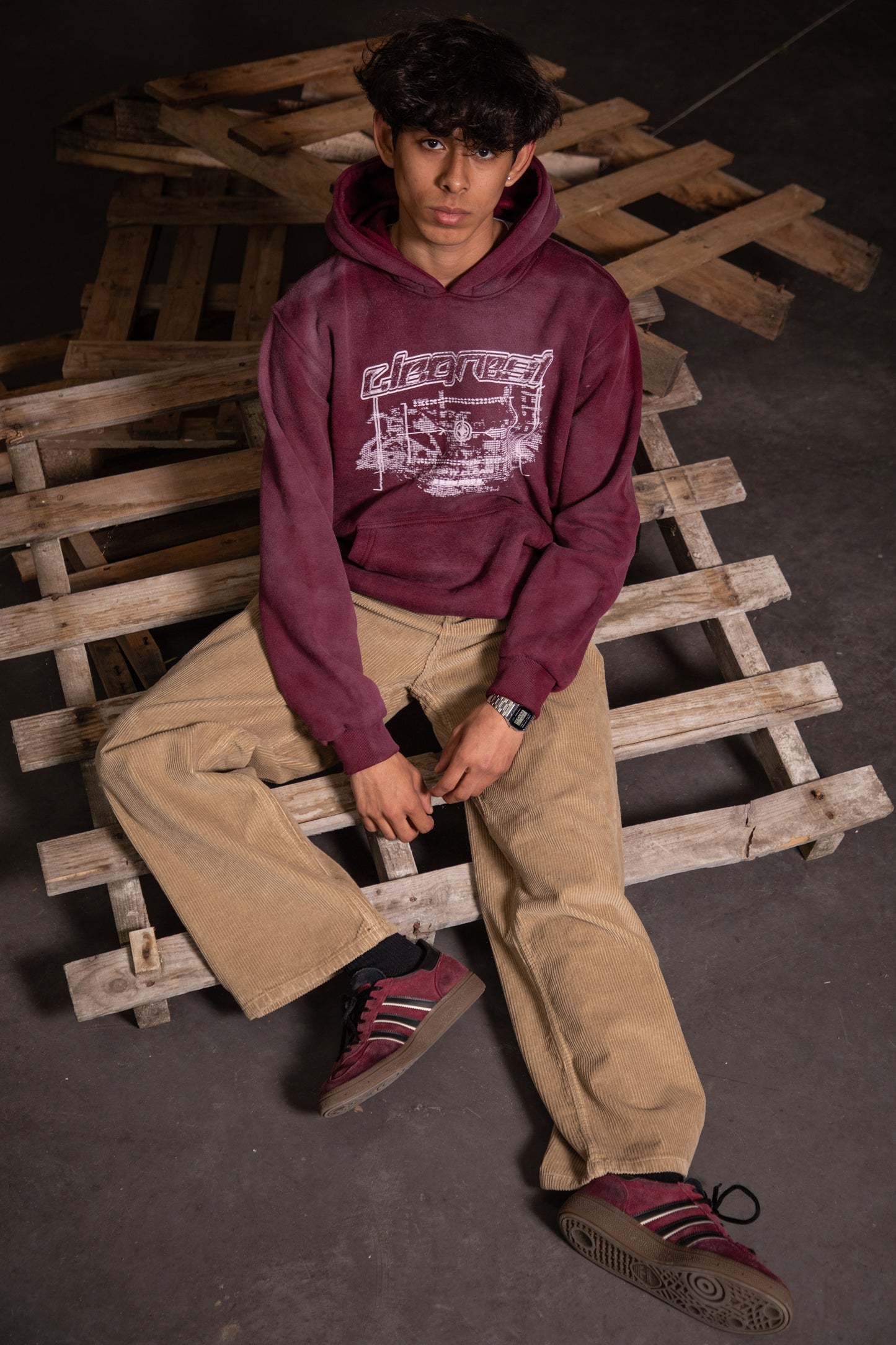 KEEP IT CLEAN - CLEANEST HOOD - BURGUNDY ACID WASH