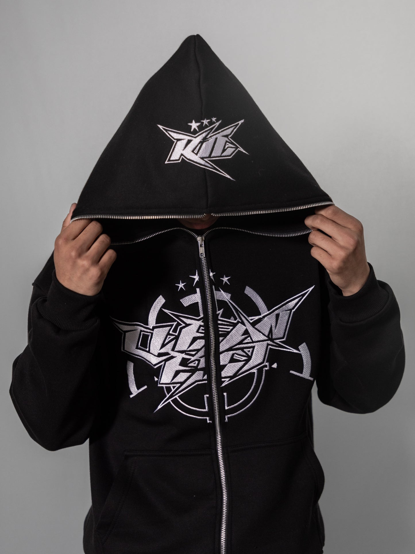 KEEP IT CLEAN - INFINITY FULL ZIPPER HOOD - BLACK/WHITE *