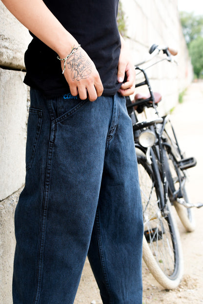 KEEP IT CLEAN - RELAXED PANTS BLACKBLUE OVERDYE