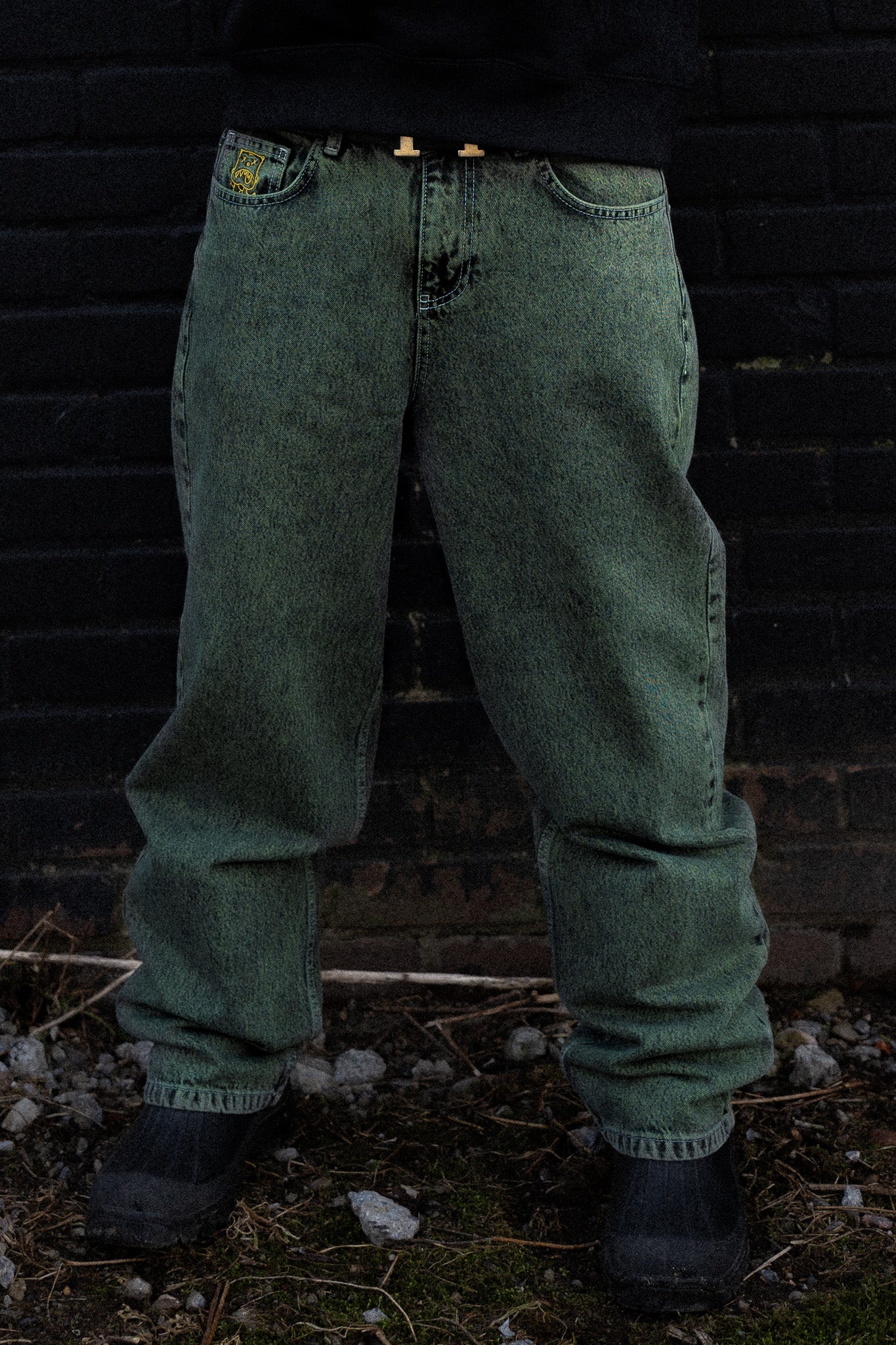 KEEP IT CLEAN - LOOSE PANT - BLACK/GREEN