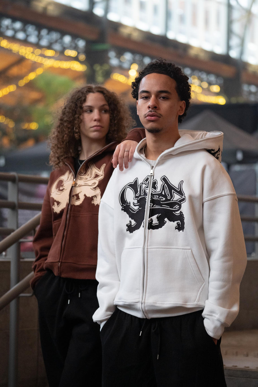 KEEP IT CLEAN "FEARED LION" FULL ZIP UP HOODIE COLD BROWN