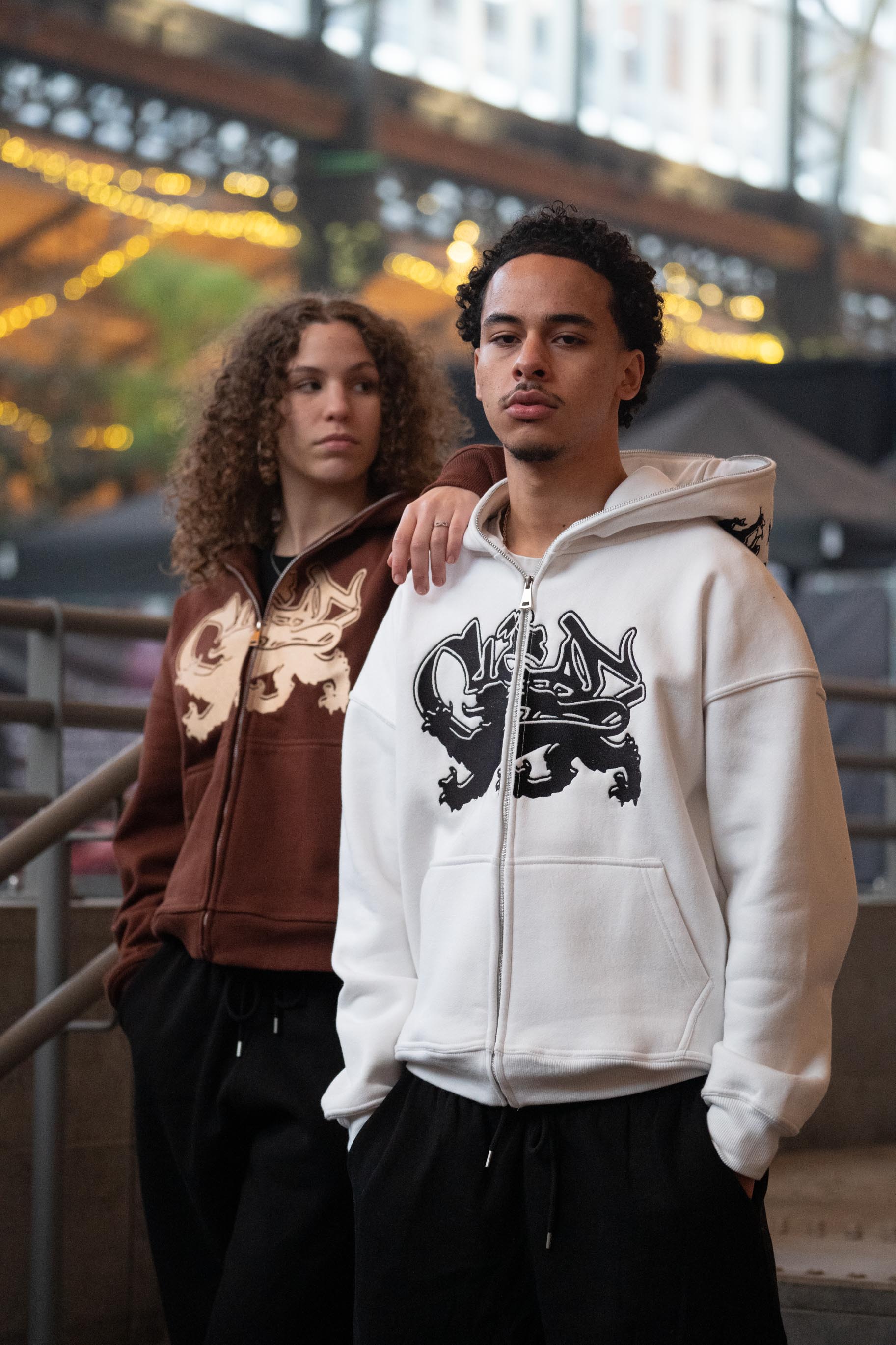 KEEP IT CLEAN "FEARED LION" FULL ZIP UP HOODIE COLD BROWN