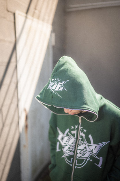 KEEP IT CLEAN - INFINITY FULL ZIPPER HOOD - GREEN /WHITE*