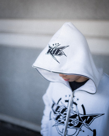 KEEP IT CLEAN - INFINITY FULL ZIPPER HOOD - WHITE/BLACK*