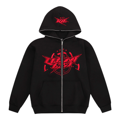 KEEP IT CLEAN - INFINITY FULL ZIPPER HOOD - RED/BLACK*