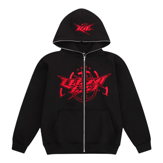 KEEP IT CLEAN - INFINITY FULL ZIPPER HOOD - RED/BLACK*