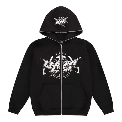 KEEP IT CLEAN - INFINITY FULL ZIPPER HOOD - BLACK/WHITE *