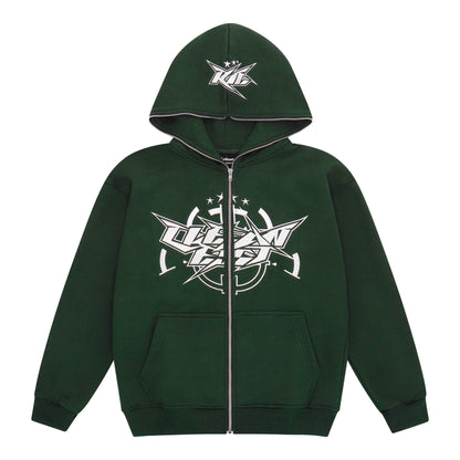 KEEP IT CLEAN - INFINITY FULL ZIPPER HOOD - GREEN /WHITE*