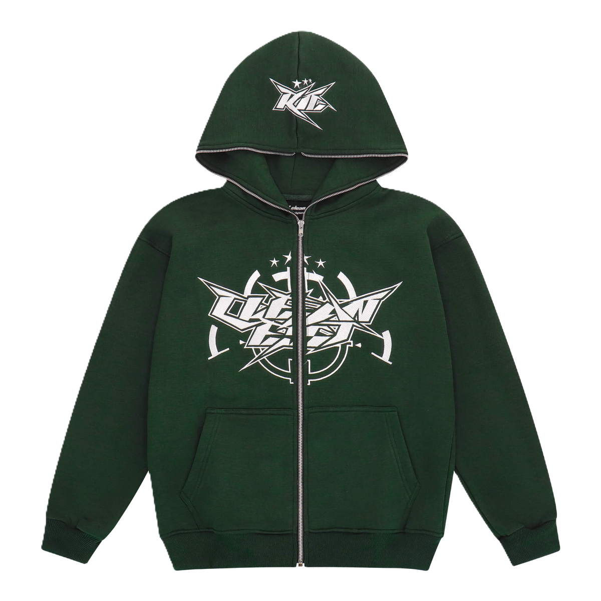 KEEP IT CLEAN - INFINITY FULL ZIPPER HOOD - GREEN /WHITE*