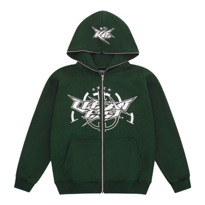 KEEP IT CLEAN - INFINITY FULL ZIPPER HOOD - GREEN /WHITE*