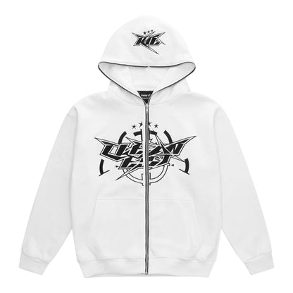 KEEP IT CLEAN - INFINITY FULL ZIPPER HOOD - WHITE/BLACK*