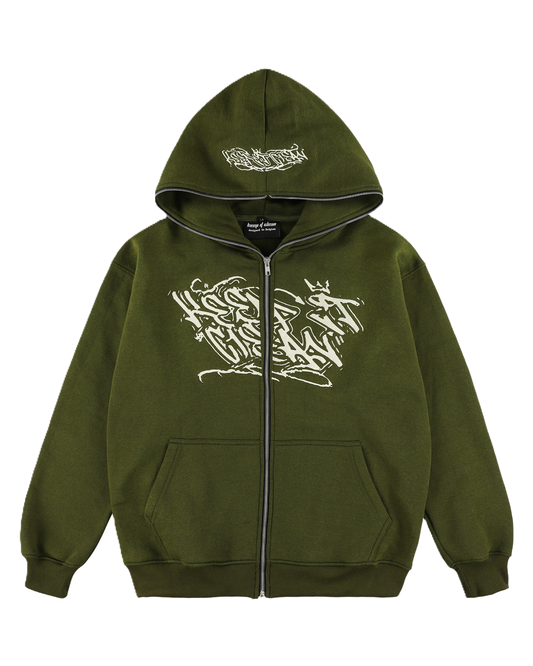 KEEP IT CLEAN "SIXT CIRCLE" FULL ZIP HOOD MOSS GREEN