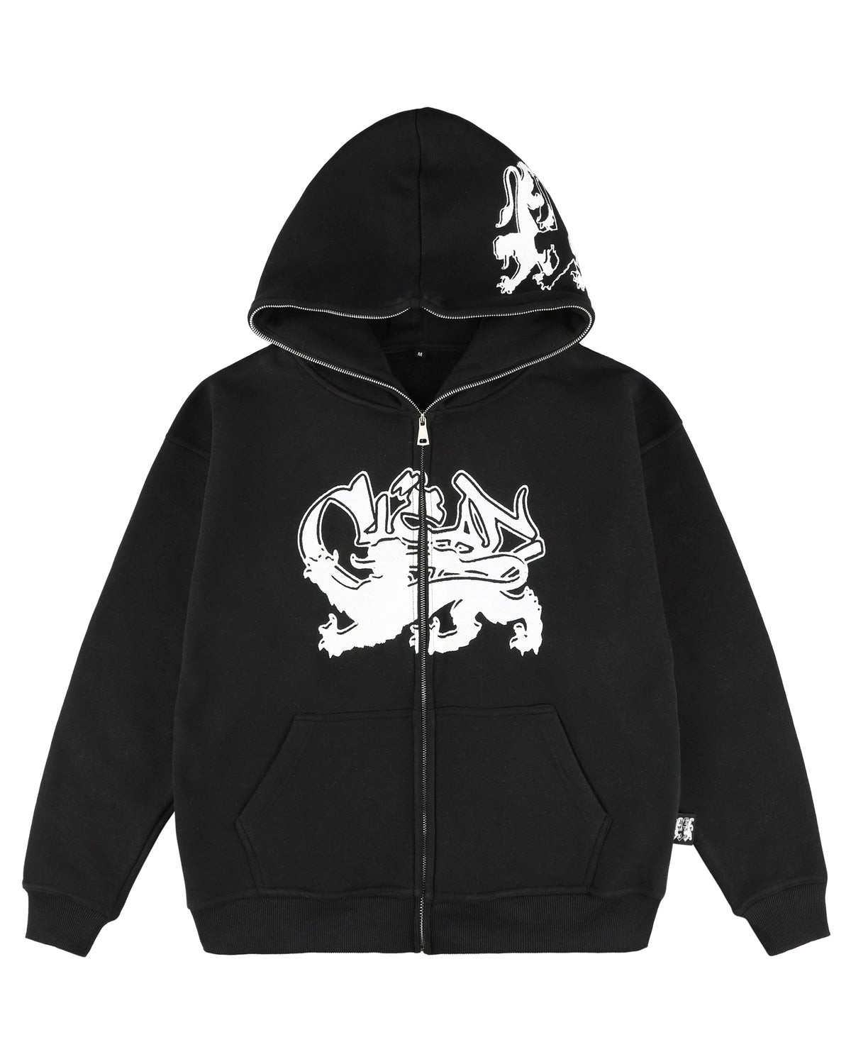 KEEP IT CLEAN "FEARED LION" FULL ZIP UP HOODIE BLACK