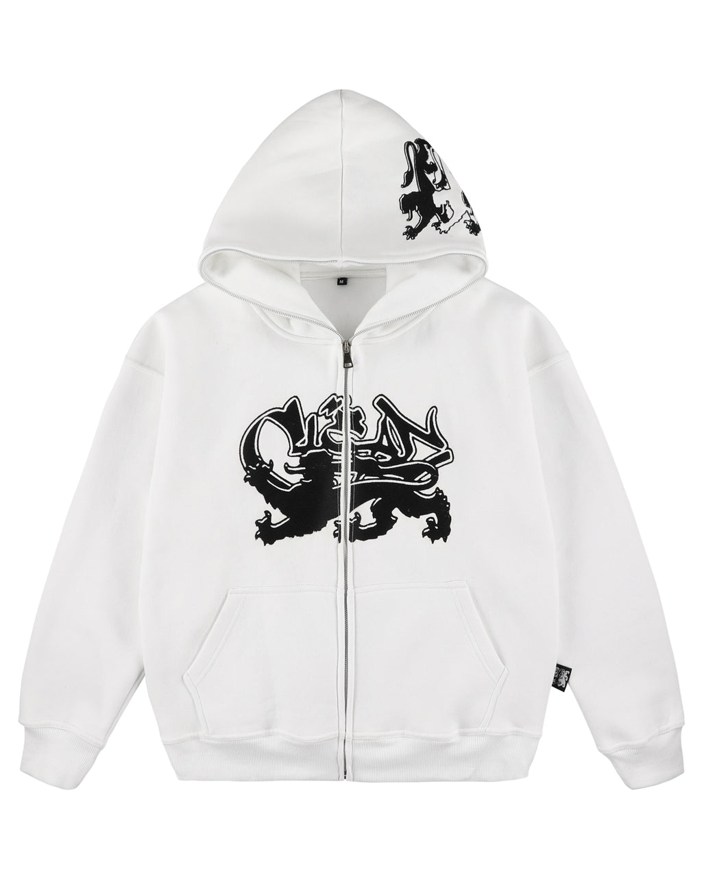 KEEP IT CLEAN "FEARED LION" FULL ZIP UP HOODIE WHITE