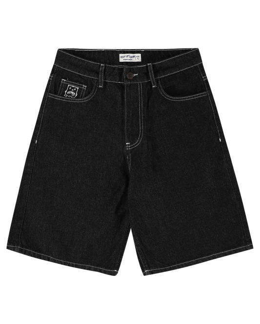 KEEP IT CLEAN - LOOSE SHORT - BLACK  EMBROIDED