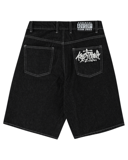 KEEP IT CLEAN - LOOSE SHORT - BLACK  GRAFFITI TAG