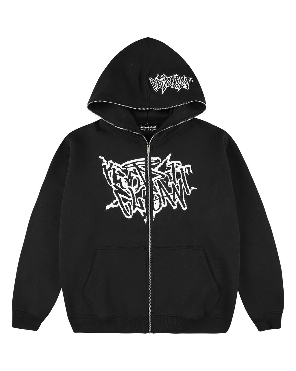 KEEP IT CLEAN "STREETCODE" FULL ZIP UP HOODIE BLACK