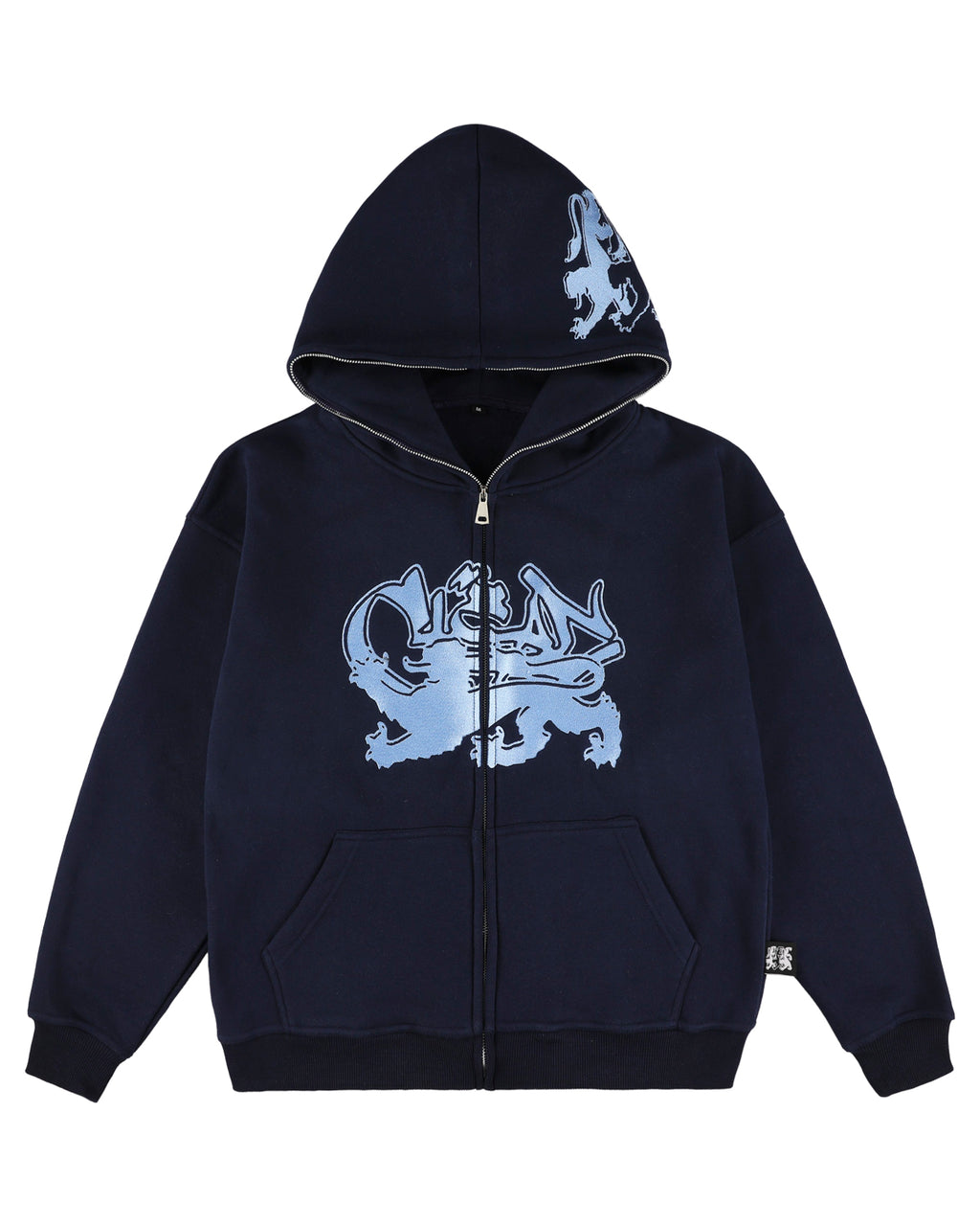 KEEP IT CLEAN "FEARED LION" FULL ZIP UP HOODIE NAVY