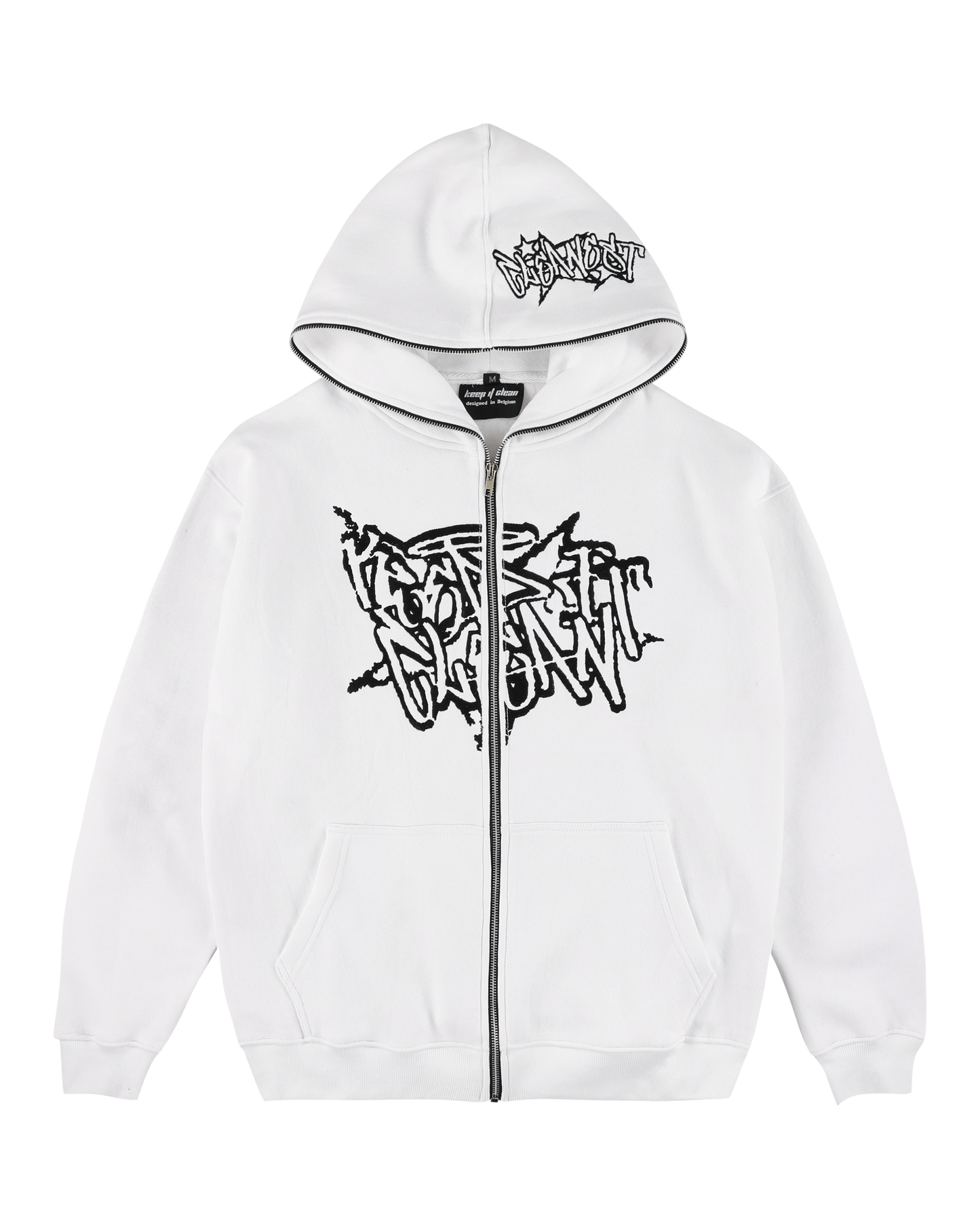 KEEP IT CLEAN "STREETCODE" FUL ZIP UP HOODIE WHITE