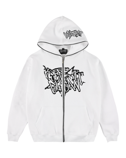 KEEP IT CLEAN "STREETCODE" FUL ZIP UP HOODIE WHITE
