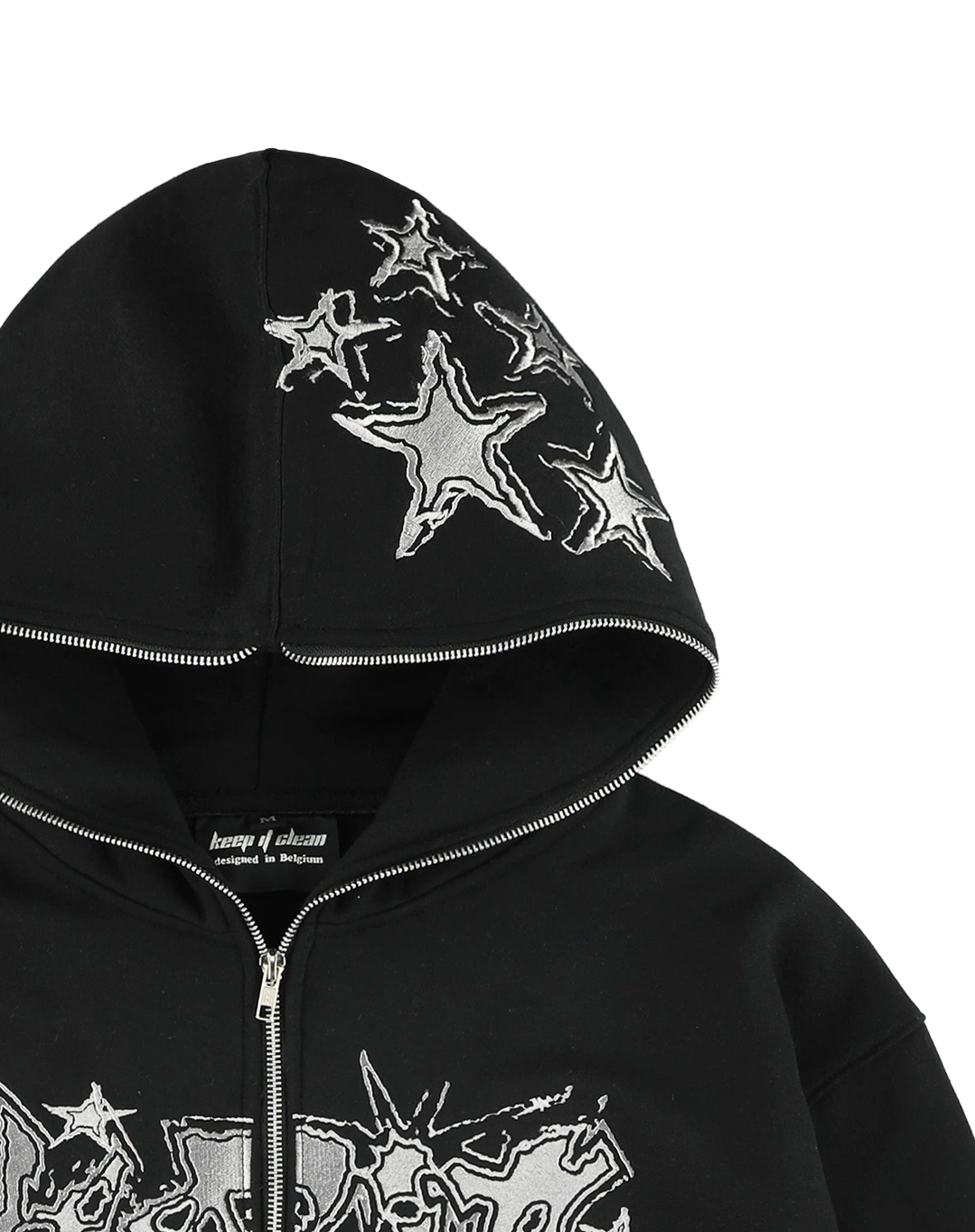 KEEP IT CLEAN -GALACTIC FULL ZIP HOOD BLACK/WHITE