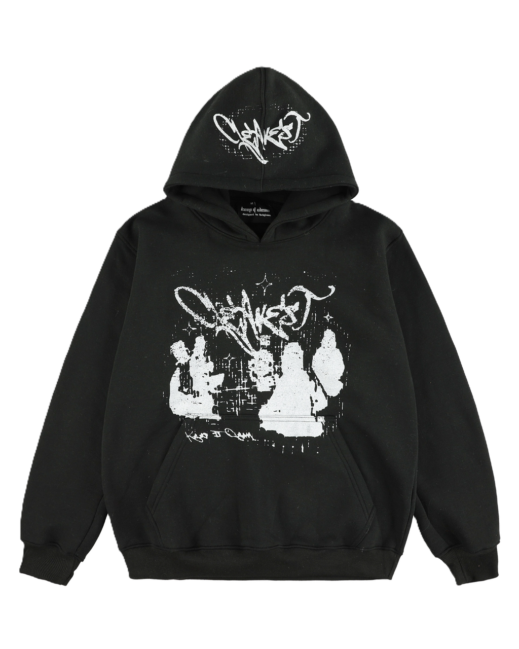 KEEP IT CLEAN -BLACK STATIC GRUNGE HOODIE