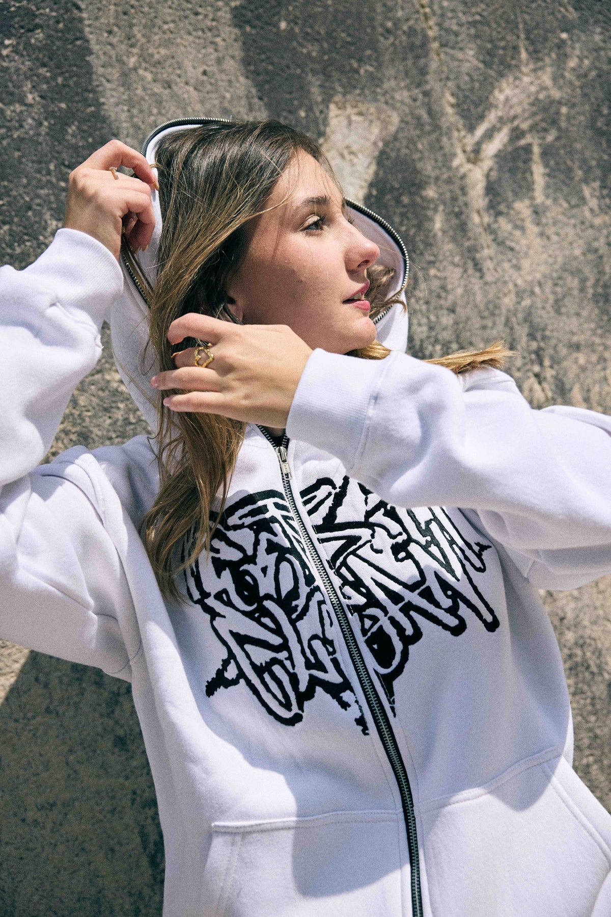 KEEP IT CLEAN "STREETCODE" FULL ZIP UP HOODIE WHITE