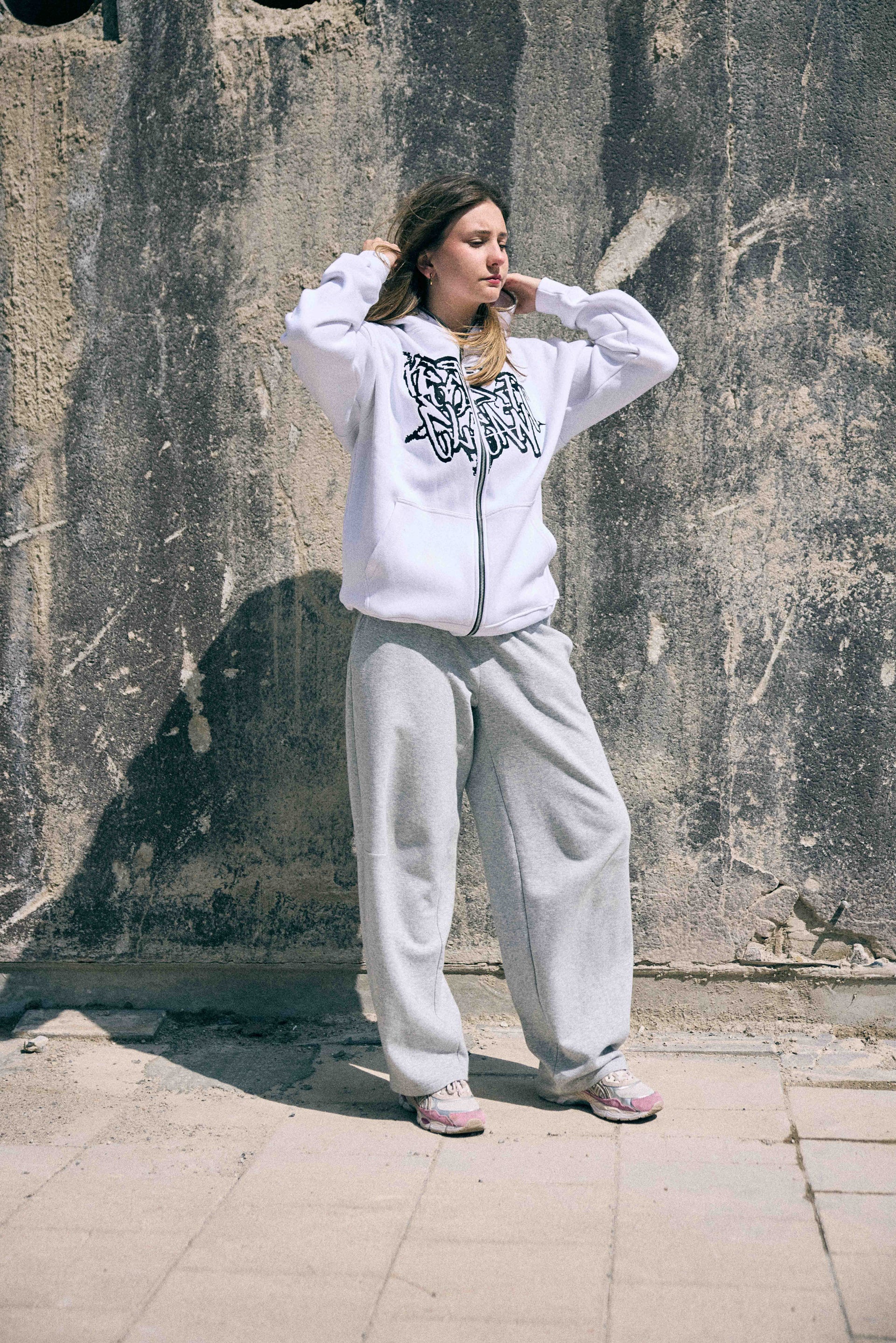 KEEP IT CLEAN "STREETCODE" FULL ZIP UP HOODIE WHITE