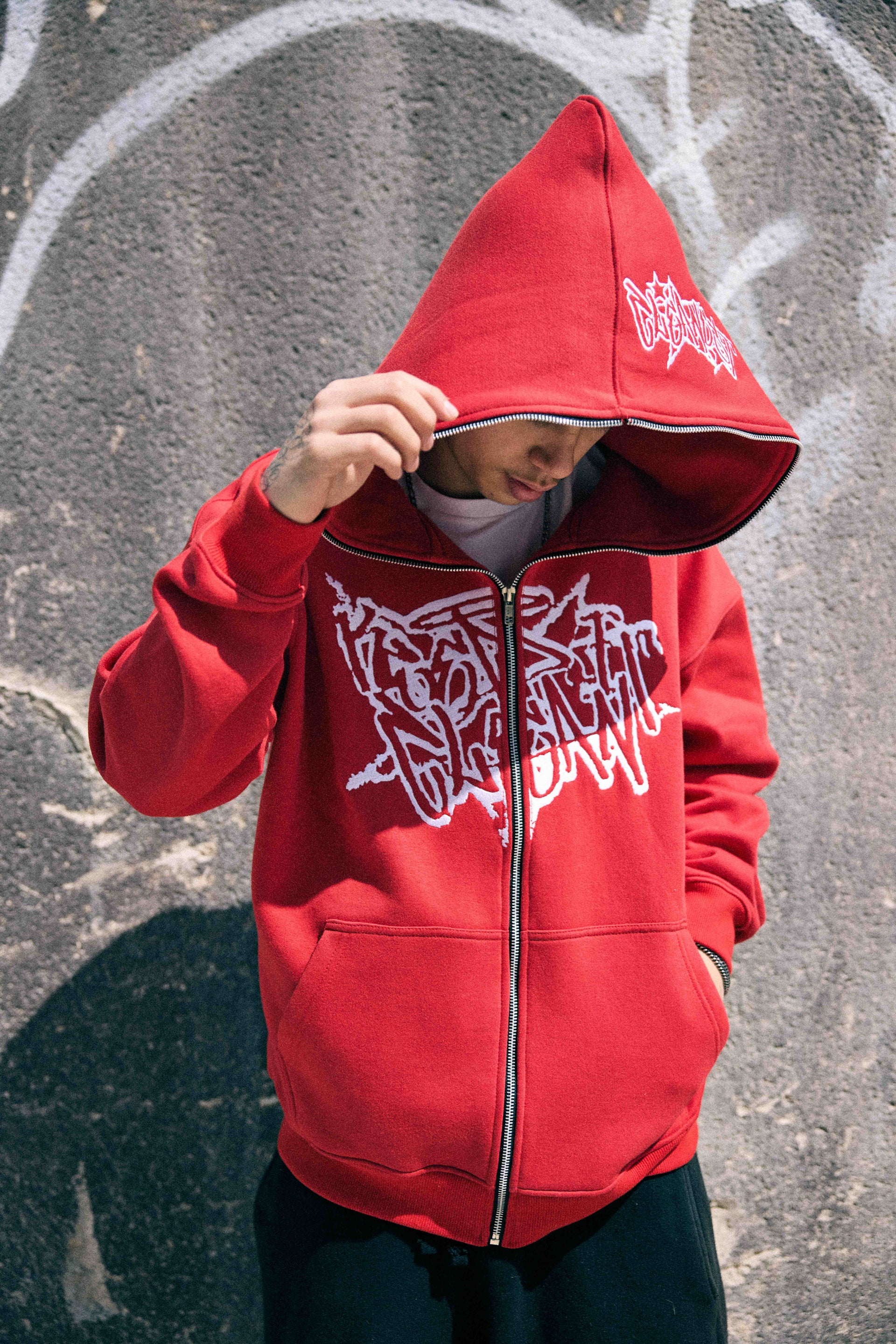 KEEP IT CLEAN "STREETCODE" FULL ZIP UP HOODIE BLOODY RED