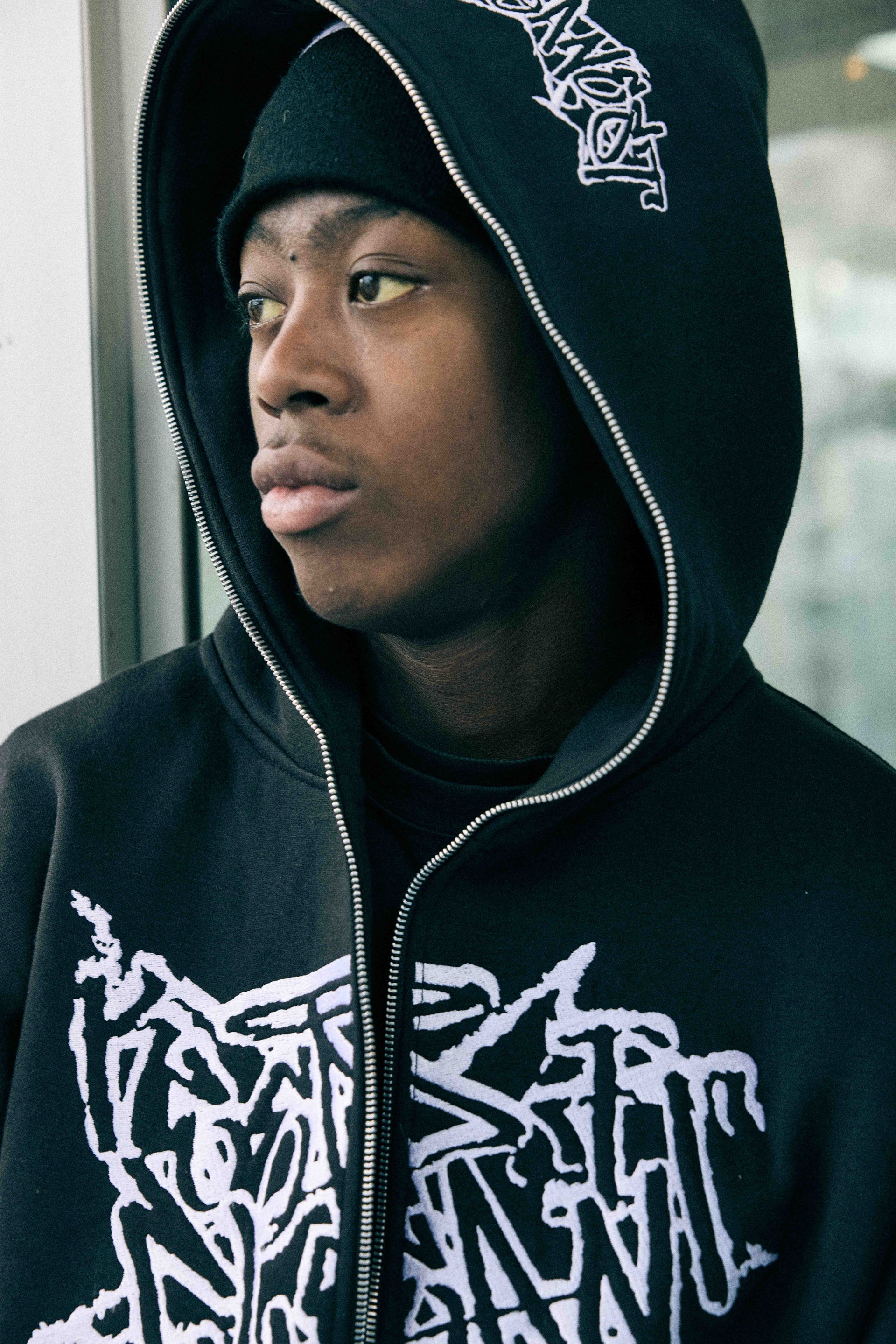 KEEP IT CLEAN "STREETCODE" FULL ZIP UP HOODIE BLACK