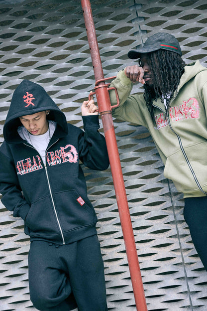 KEEP IT CLEAN -TATSU DRAGON - ZIP HOODIE BLACK