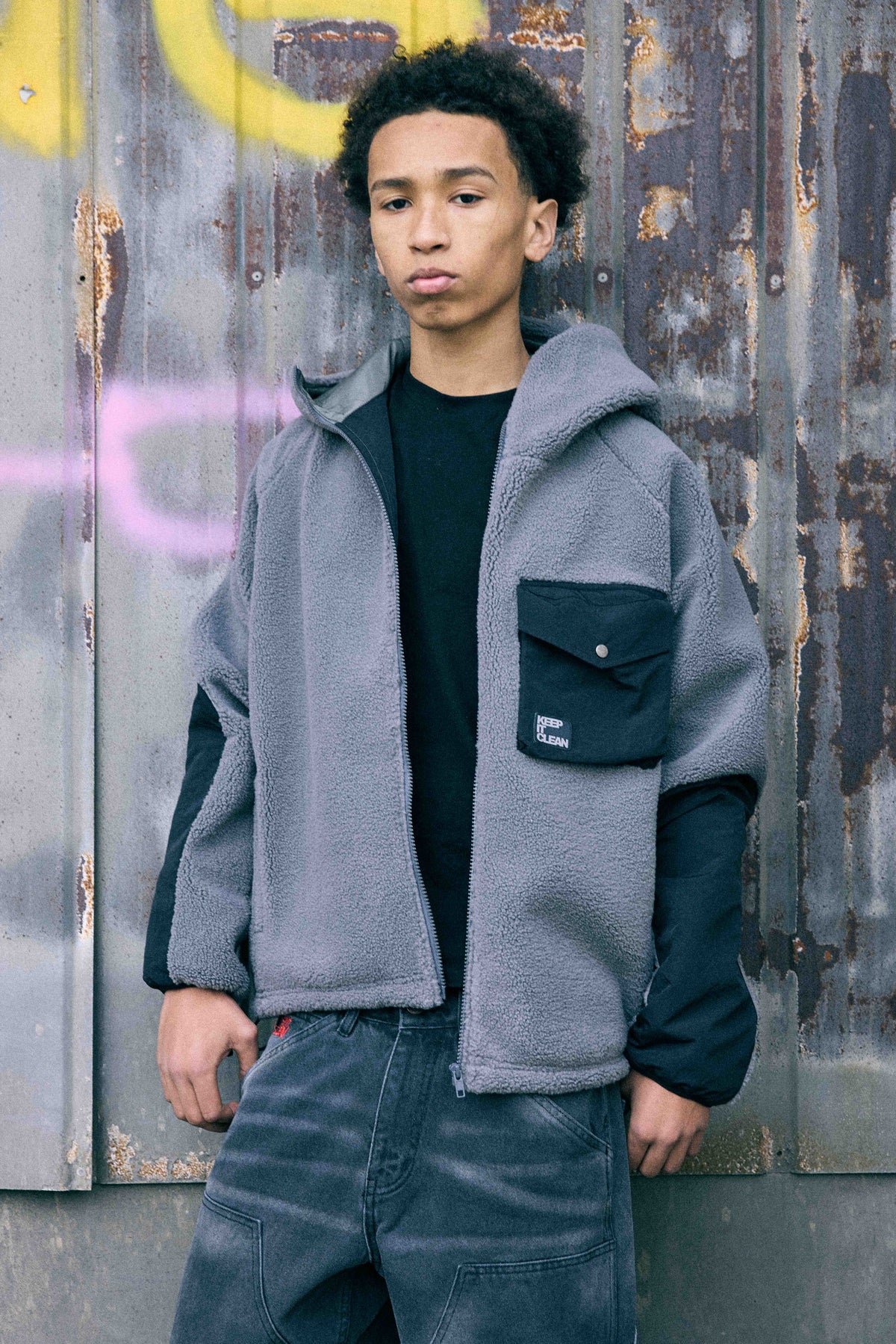 K.I.C. URBAN SHERPA JACKET ASH GREY