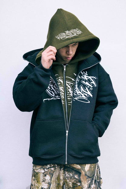 KEEP IT CLEAN "SIXT CIRCLE" FULL ZIP HOOD BLACK