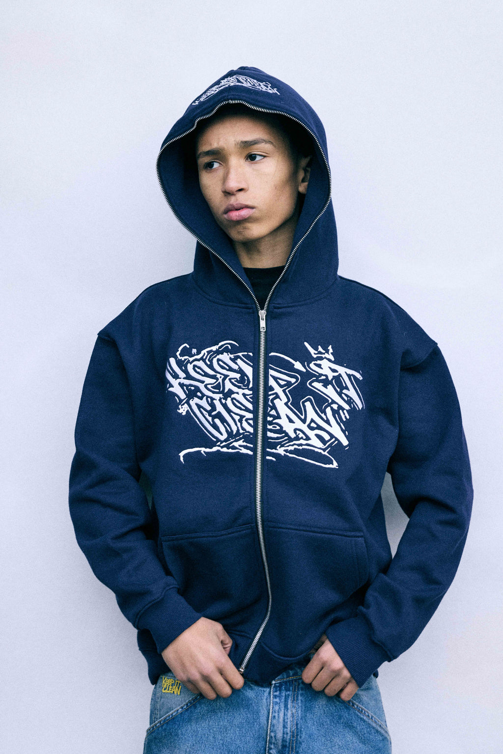 KEEP IT CLEAN "SIXT CIRCLE" FULL ZIP HOOD NAVY