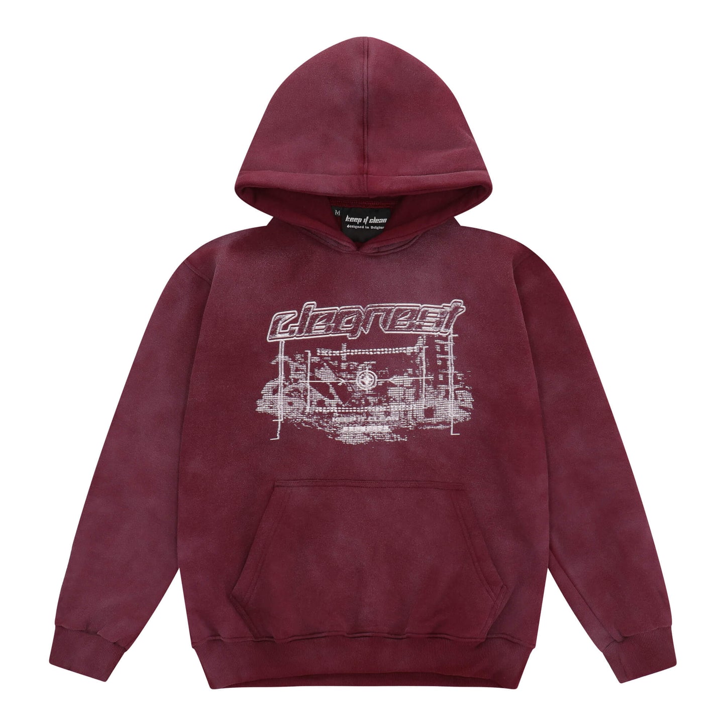 KEEP IT CLEAN - CLEANEST HOOD - BURGUNDY ACID WASH